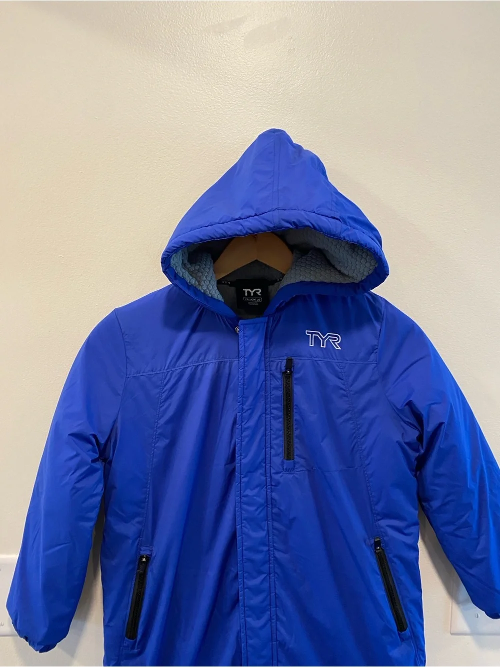 TYR Tech Youth Hydrosphere Parka youth small blue swim team jacket